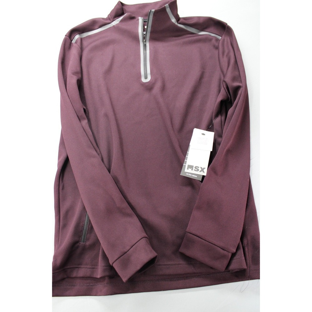 NWT Michael Strahan Pullover Quarter Zip Maroon Size‎ Large Quick-Dri Wicking